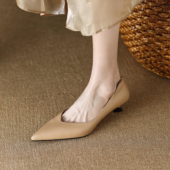Camille | Women's Pointed Toe Pumps Low Kitten Heel Slip On Shoes