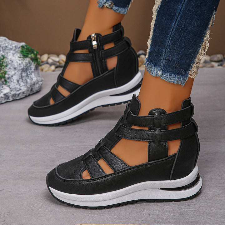 Mia-Wedge Sandals with Side Zipper