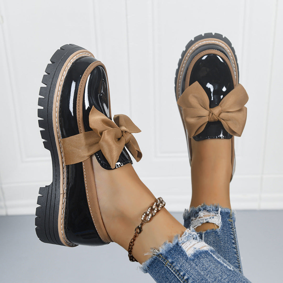 Bowknot Retro Thick-Soled Shoes