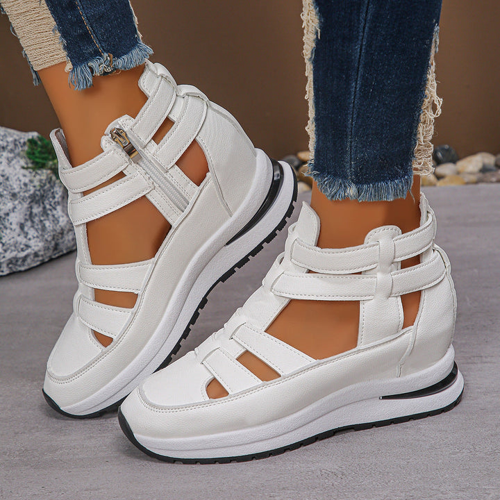Mia-Wedge Sandals with Side Zipper