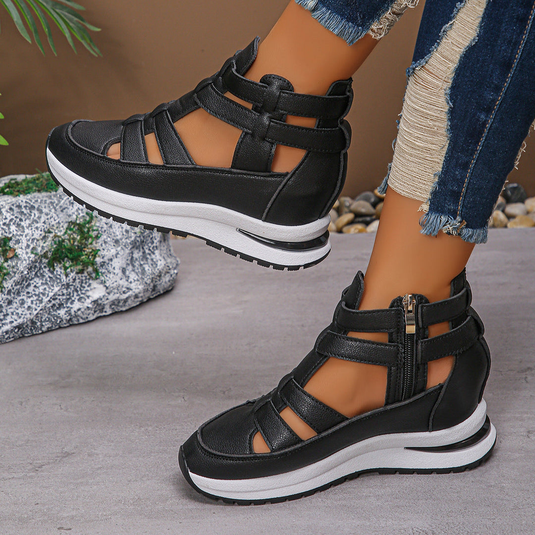 Mia-Wedge Sandals with Side Zipper