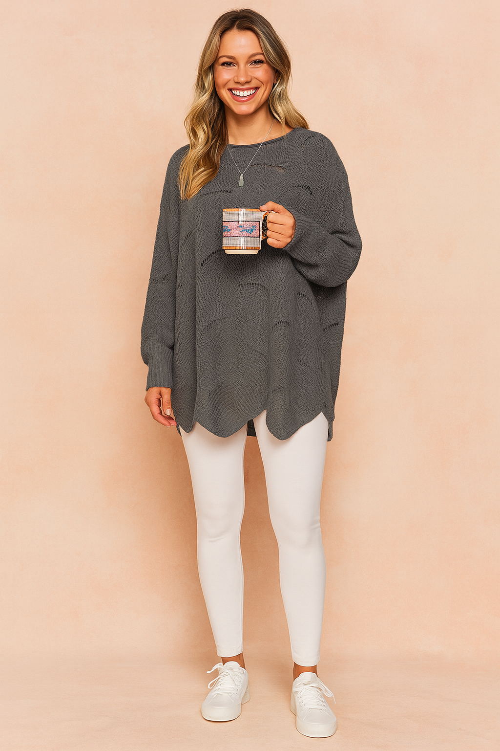Oliwia | Oversized sweater with an openwork pattern