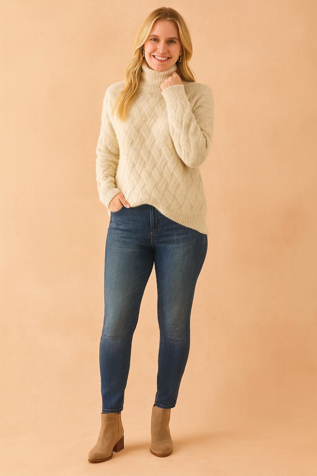 Orla | Turtleneck Sweater with Knit Pattern