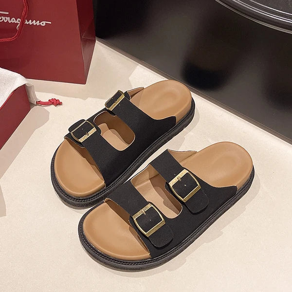 Solange | Women's Cushioned Slip-On Buckle Sandals