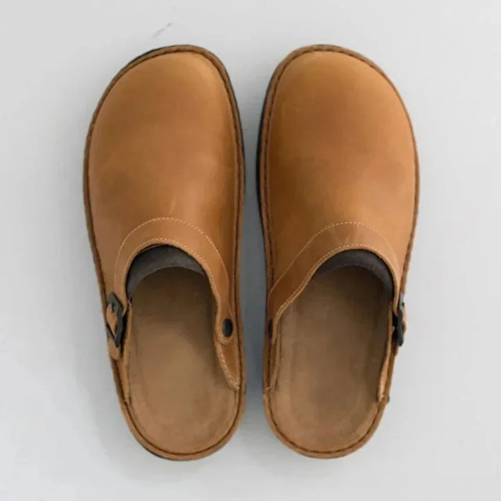 Calira | Women's Clogs – Slip-On Mule Shoes Closed Toe Buckle Comfortable Work Shoes