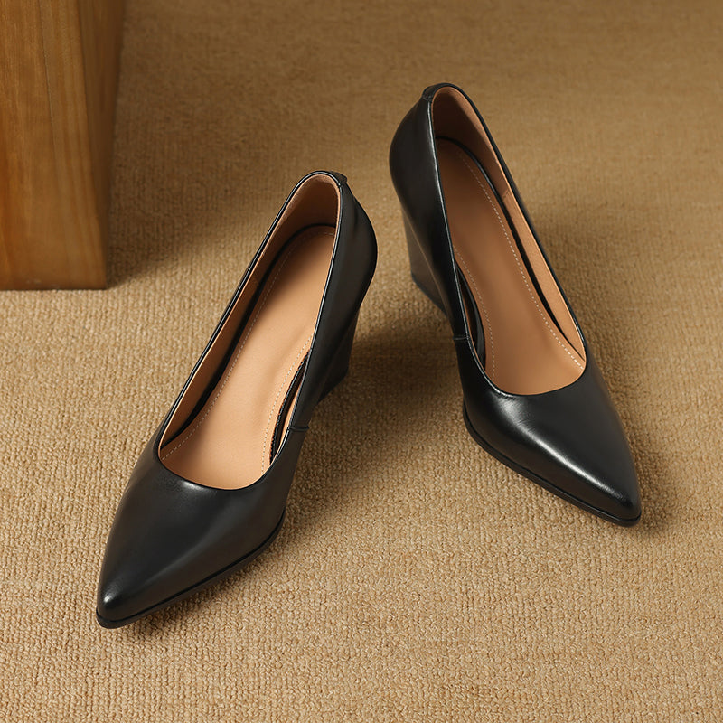 Venetia | Women's Block Heel Pumps Pointed Toe Slip On Work Heels
