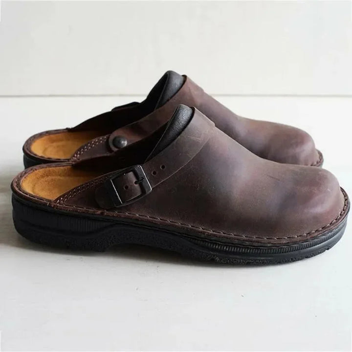 Calira | Women's Clogs – Slip-On Mule Shoes Closed Toe Buckle Comfortable Work Shoes