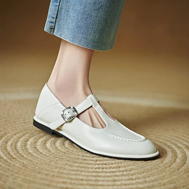 Petra | Women's T-Strap Mary Jane Flats Round Toe Low Heel Pumps