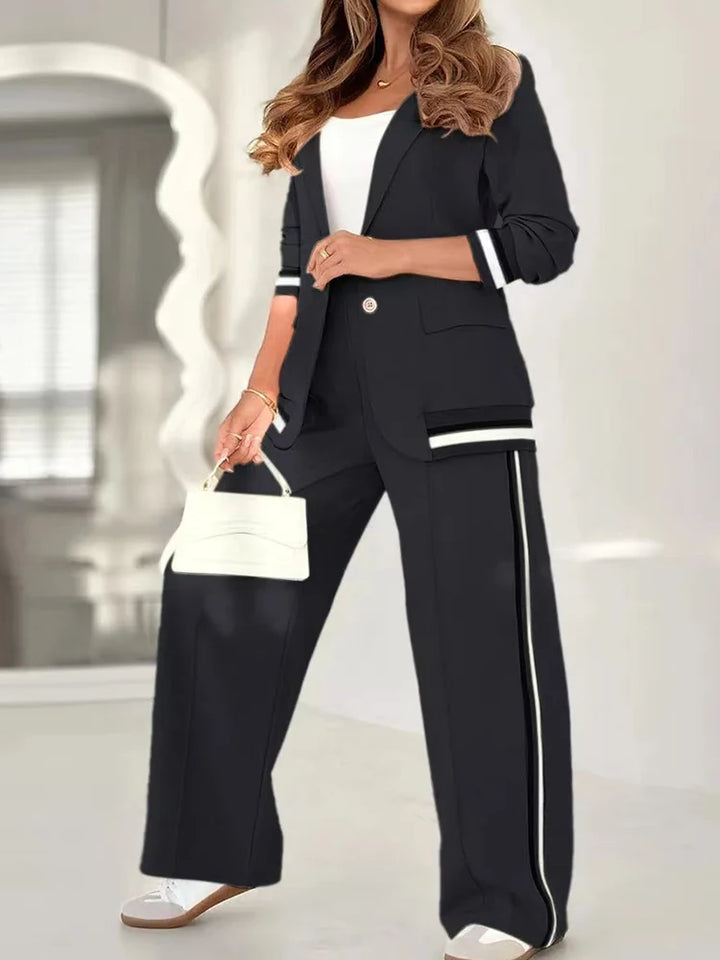 Elara | Women's Two-Piece Set – Knit Cardigan and Wide Leg Pants Lounge Set
