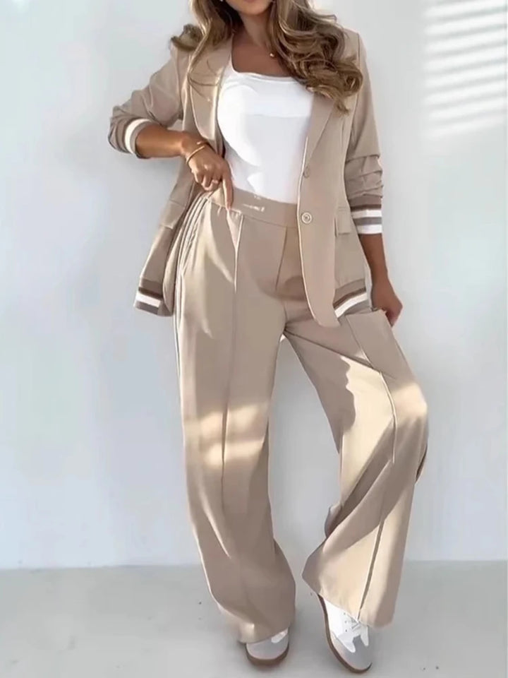 Elara | Women's Two-Piece Set – Knit Cardigan and Wide Leg Pants Lounge Set
