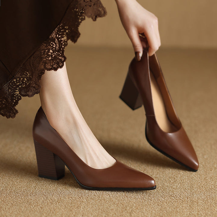 Venetia | Women's Block Heel Pumps Pointed Toe Slip On Work Heels