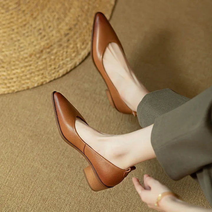 Harriet | Women's Block Heel Pumps Pointed Toe Slip On Work Shoes