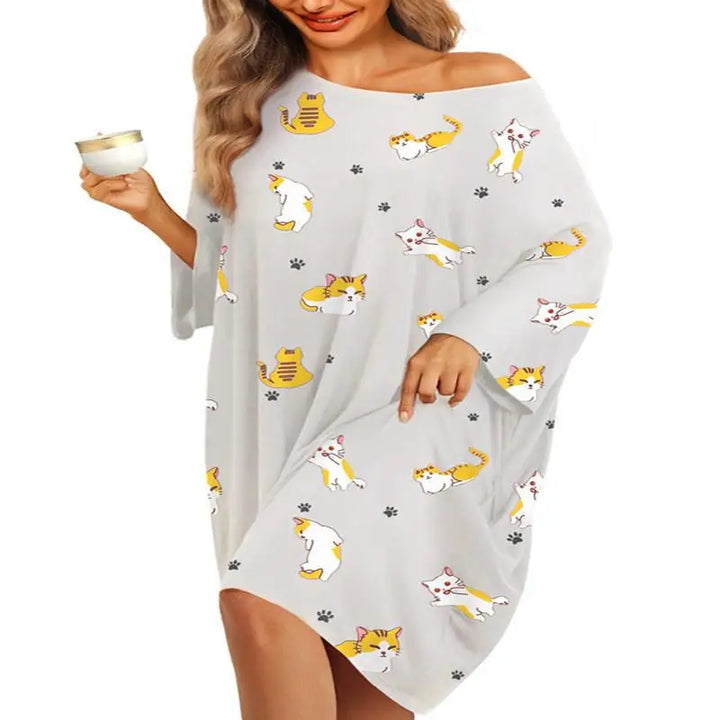 Luna | Women's Bamboo Nightgown – Oversized Sleep Shirt Soft Cotton Sleepwear