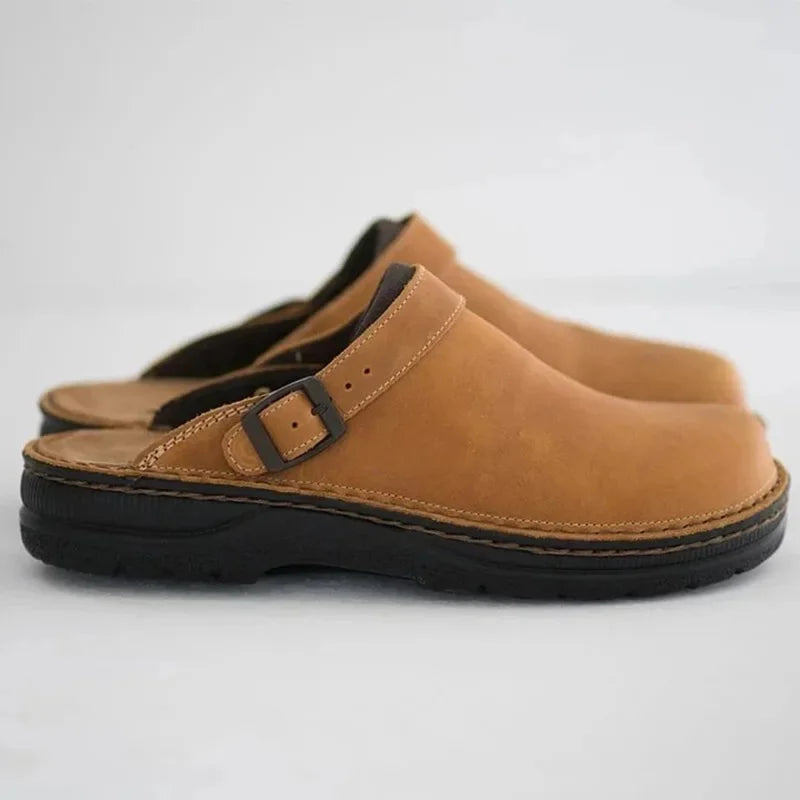 Calira | Women's Clogs – Slip-On Mule Shoes Closed Toe Buckle Comfortable Work Shoes