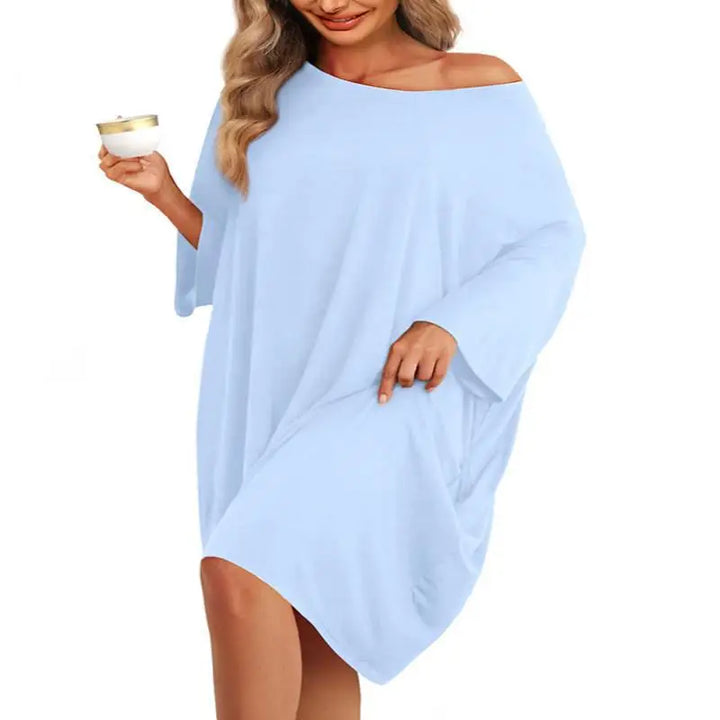 Luna | Women's Bamboo Nightgown – Oversized Sleep Shirt Soft Cotton Sleepwear