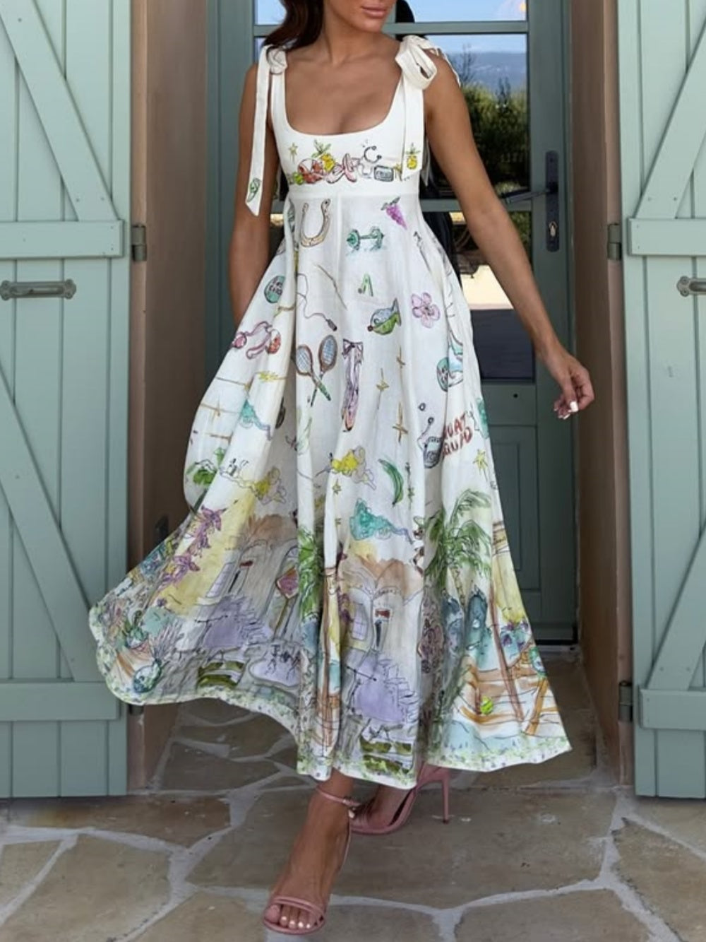 Ayla™ | Painted Ballet Tie Midi Dress