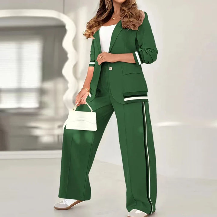 Elara | Women's Two-Piece Set – Knit Cardigan and Wide Leg Pants Lounge Set