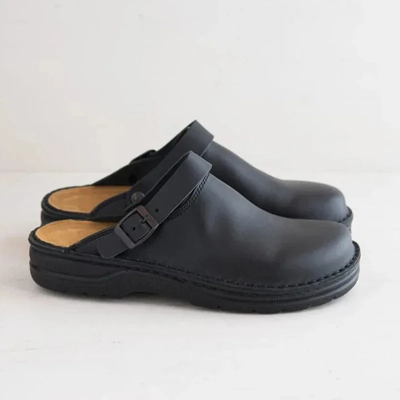 Calira | Women's Clogs – Slip-On Mule Shoes Closed Toe Buckle Comfortable Work Shoes