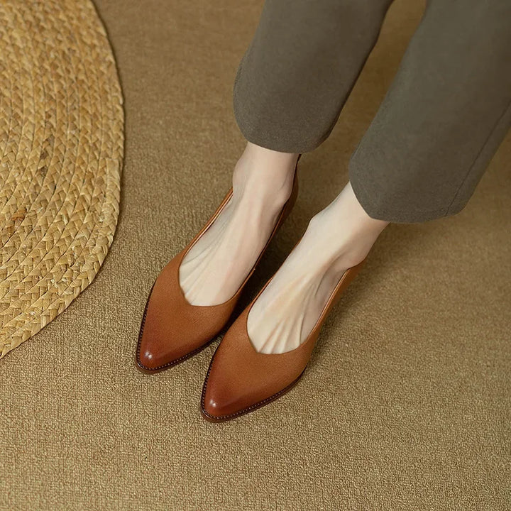 Harriet | Women's Block Heel Pumps Pointed Toe Slip On Work Shoes