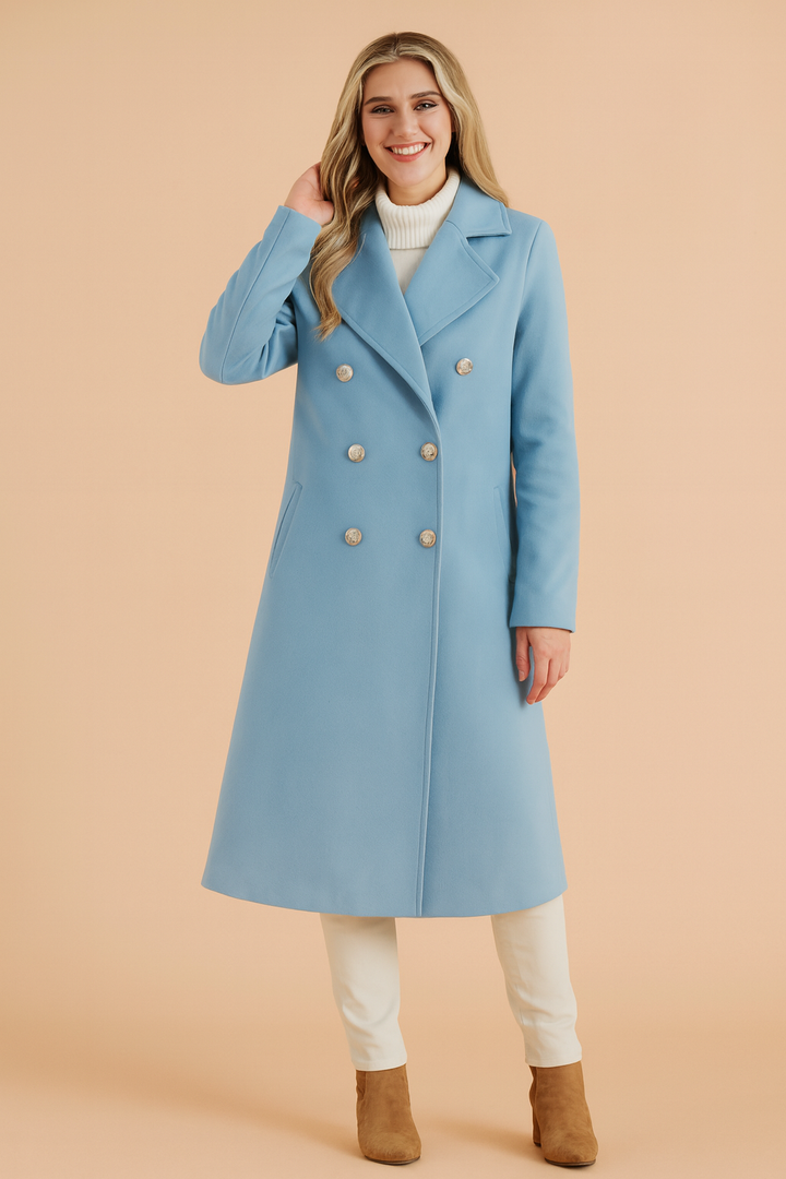Selena | Tailored Double-Breasted Longline Women’s Coat