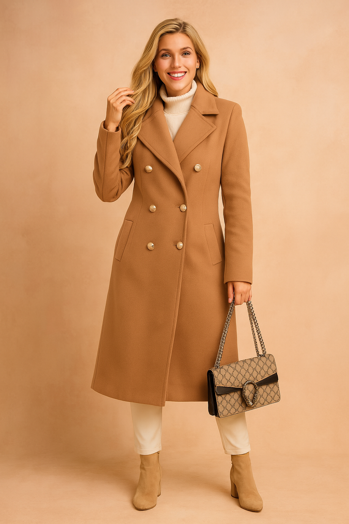 Selena | Tailored Double-Breasted Longline Women’s Coat
