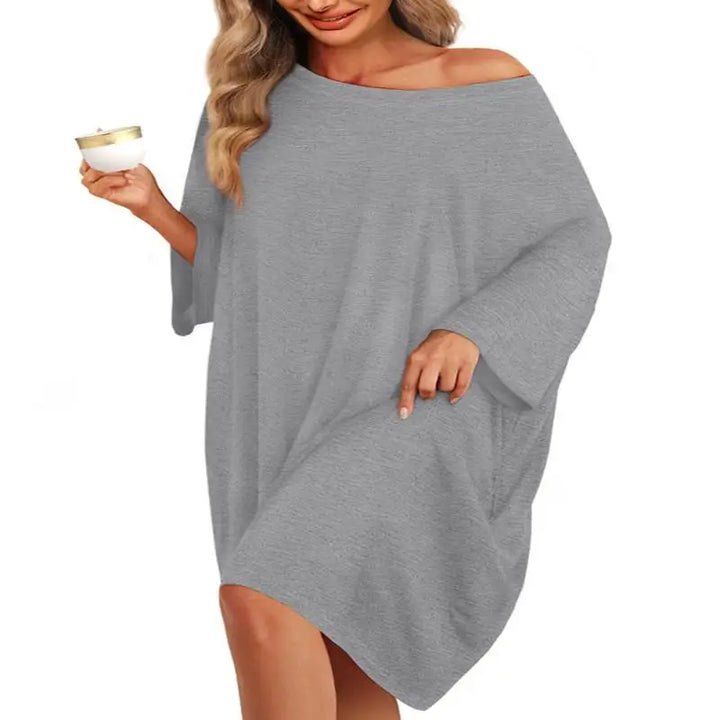 Luna | Women's Bamboo Nightgown – Oversized Sleep Shirt Soft Cotton Sleepwear