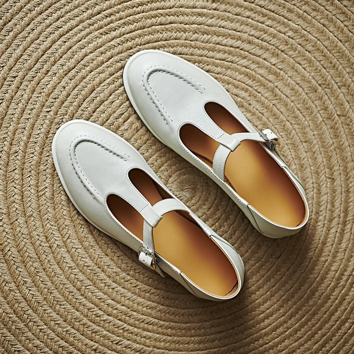 Petra | Women's T-Strap Mary Jane Flats Round Toe Low Heel Pumps