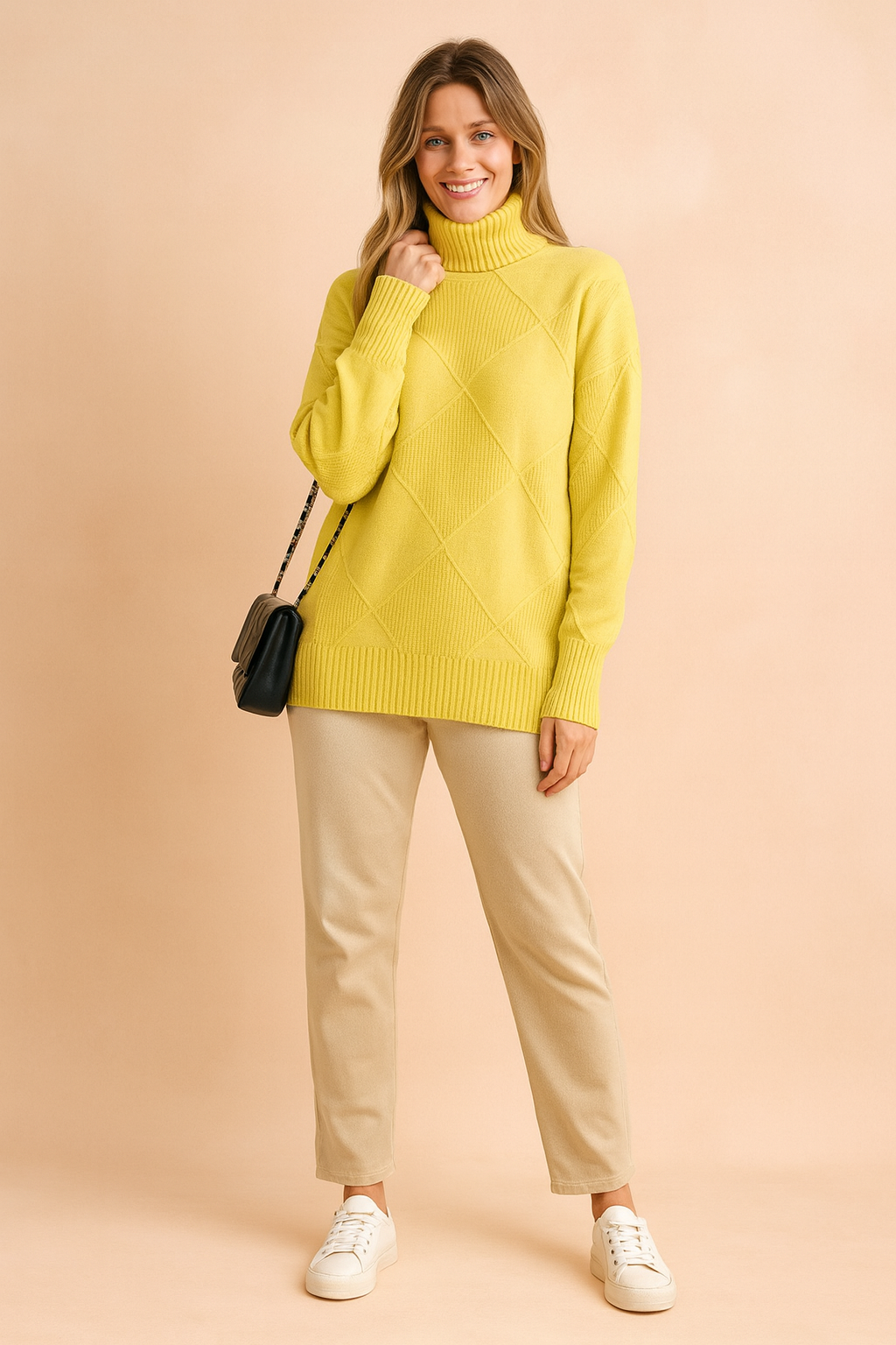 Sofia | Turtleneck Sweater with Geometric Pattern