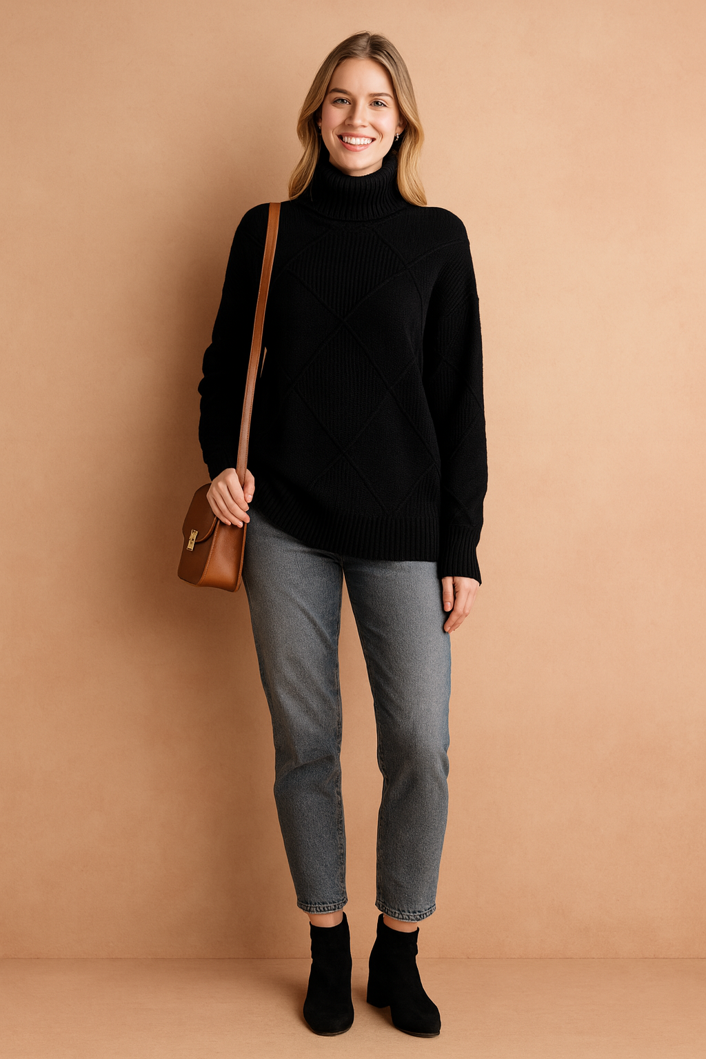 Sofia | Turtleneck Sweater with Geometric Pattern