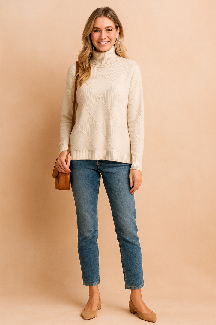 Sofia | Turtleneck Sweater with Geometric Pattern