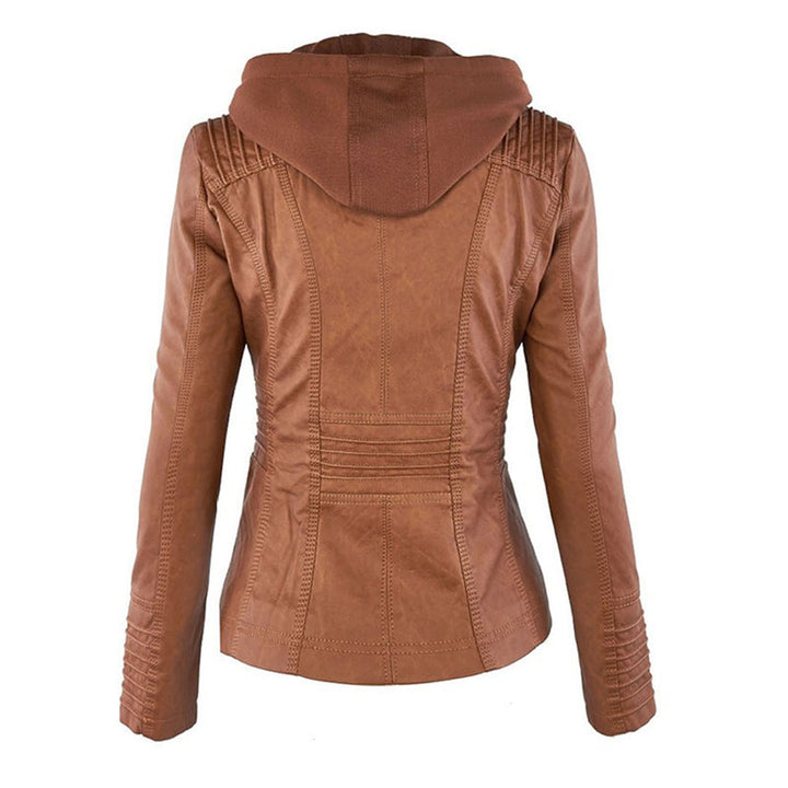 Waterproof Women's Leather Jacket with Hood | Stylish Outerwear