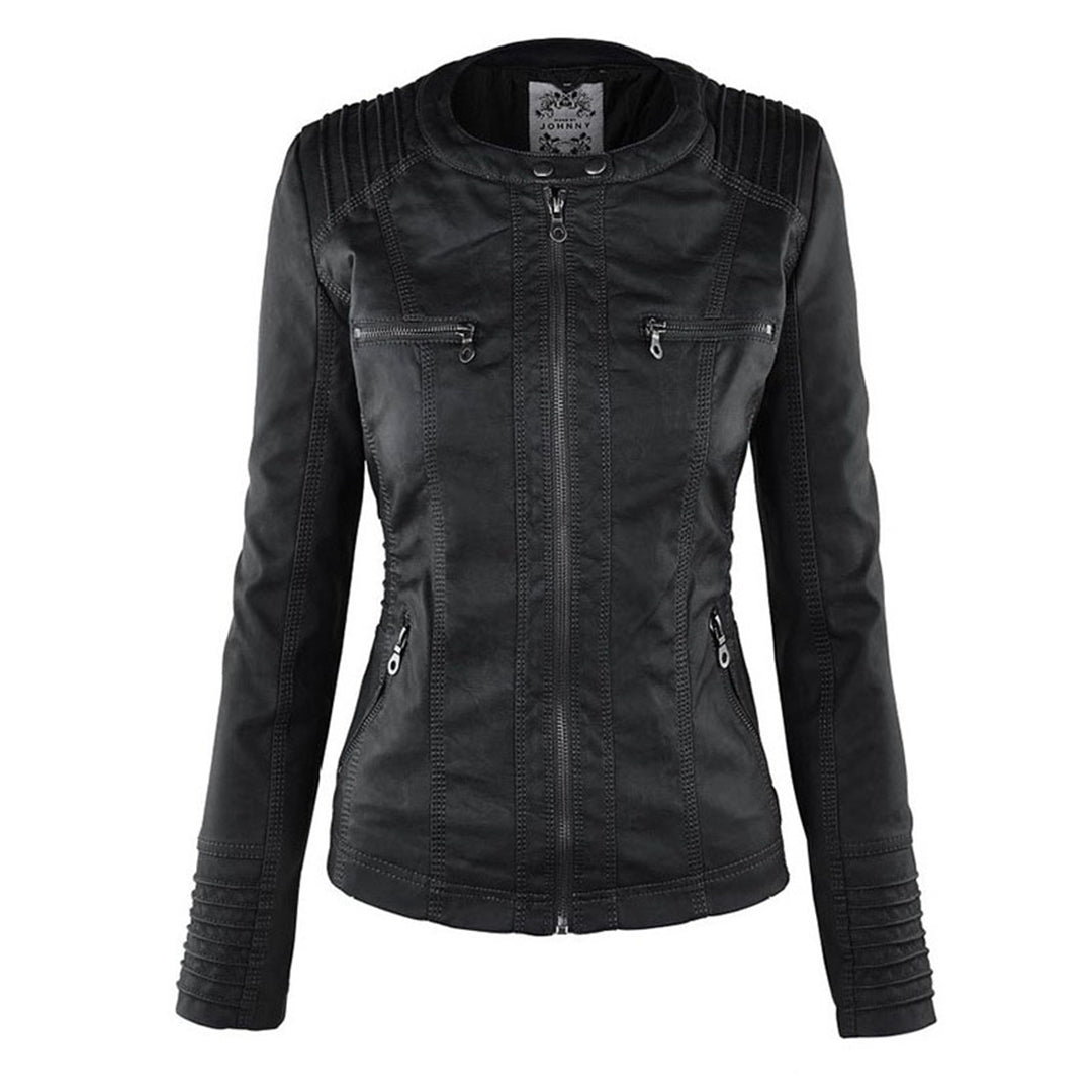 Waterproof Women's Leather Jacket with Hood | Stylish Outerwear