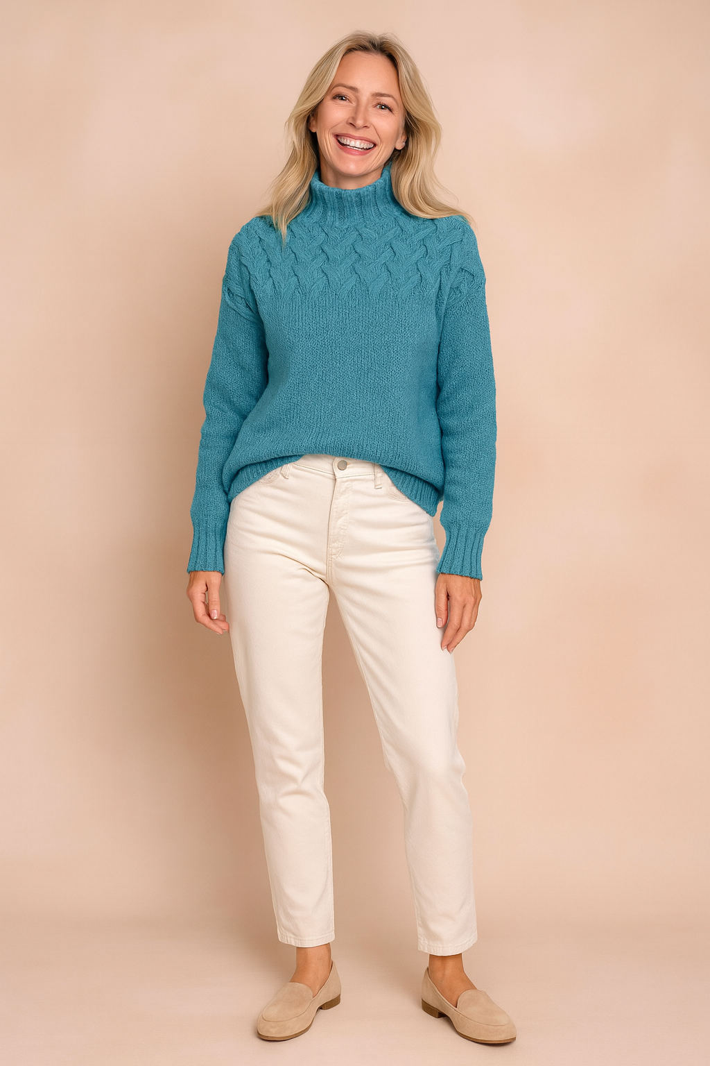 Wendy | Patterned Sweater with Stand-Up Collar