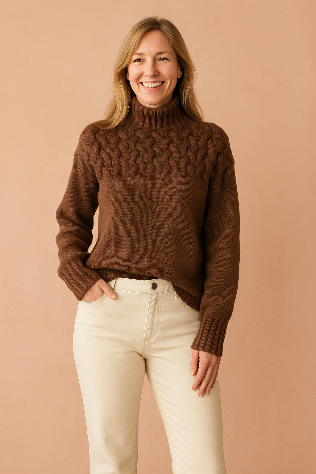 Wendy | Patterned Sweater with Stand-Up Collar