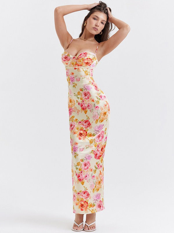 Lucy | Floral Satin Maxi Dress