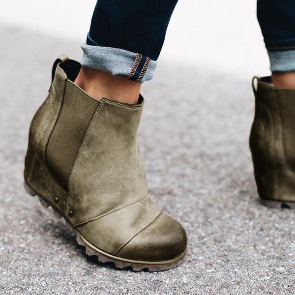 Winter Slip On Wedge Boots