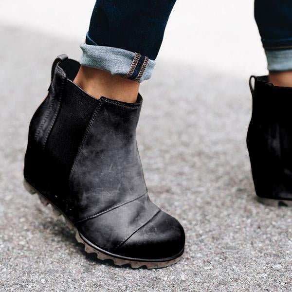 Winter Slip On Wedge Boots