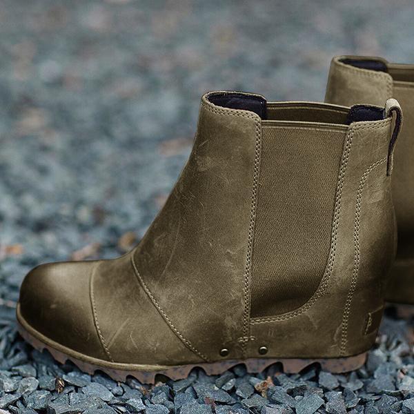 Winter Slip On Wedge Boots