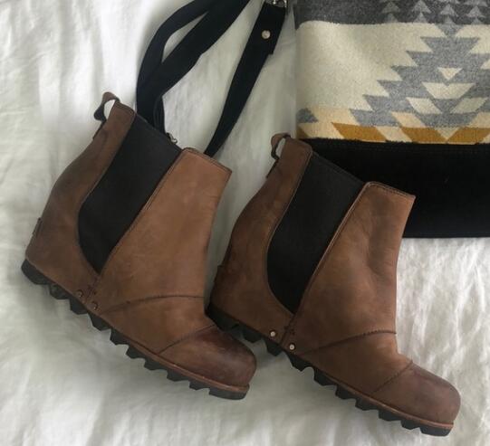 Winter Slip On Wedge Boots