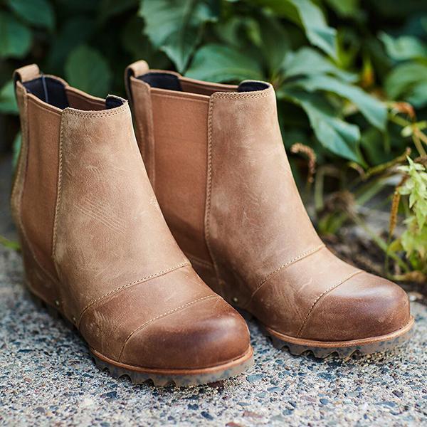 Winter Slip On Wedge Boots