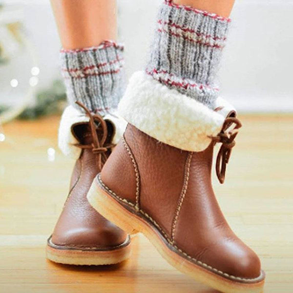 Winter Vintage Boots Warm Unisex Lace-up Shoes