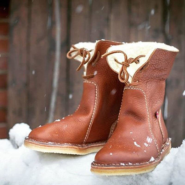 Winter Vintage Boots Warm Unisex Lace-up Shoes