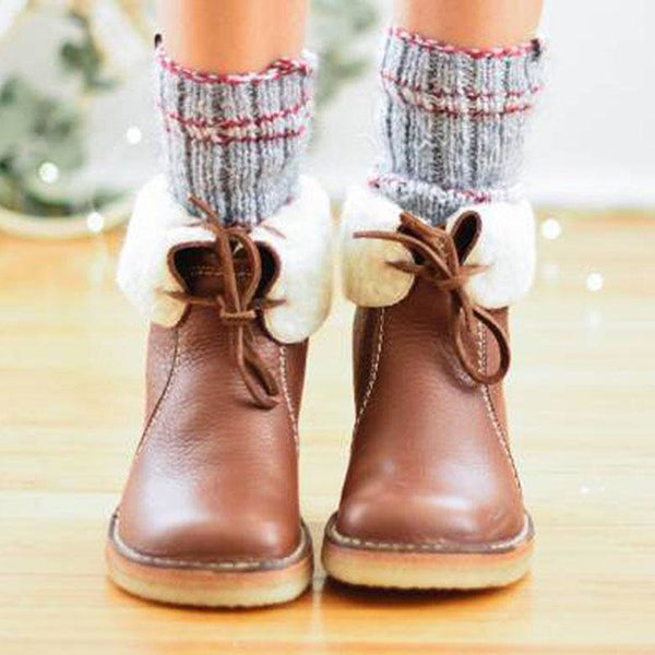 Winter Vintage Boots Warm Unisex Lace-up Shoes