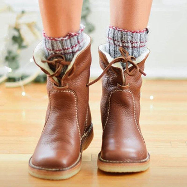 Winter Vintage Boots Warm Unisex Lace-up Shoes