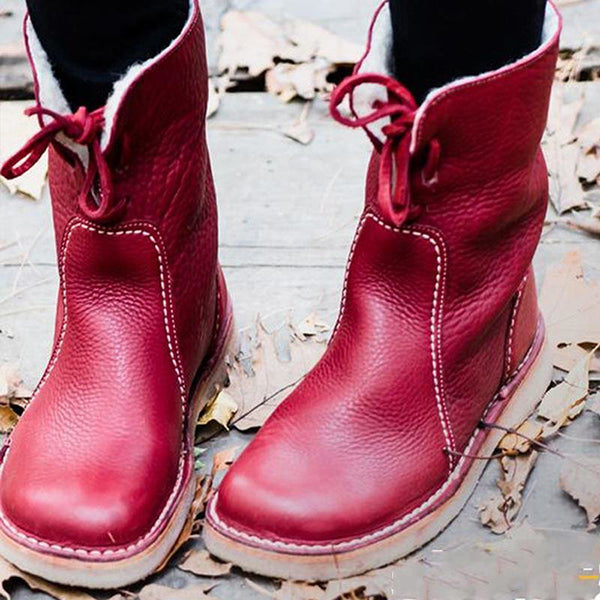 Winter Vintage Boots Warm Unisex Lace-up Shoes