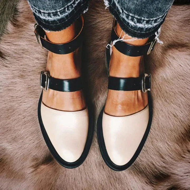 Amara | Women's Sandals – Color Block Buckle Sandals Flat Open Toe Shoes