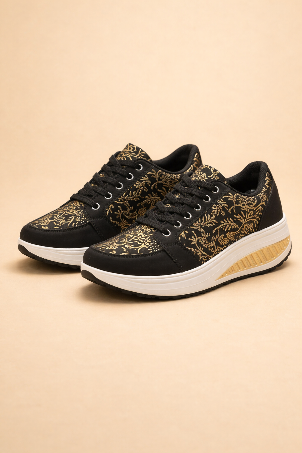 Helena | Women’s Floral Lace-Up Platform Sneakers with All-Day Comfort