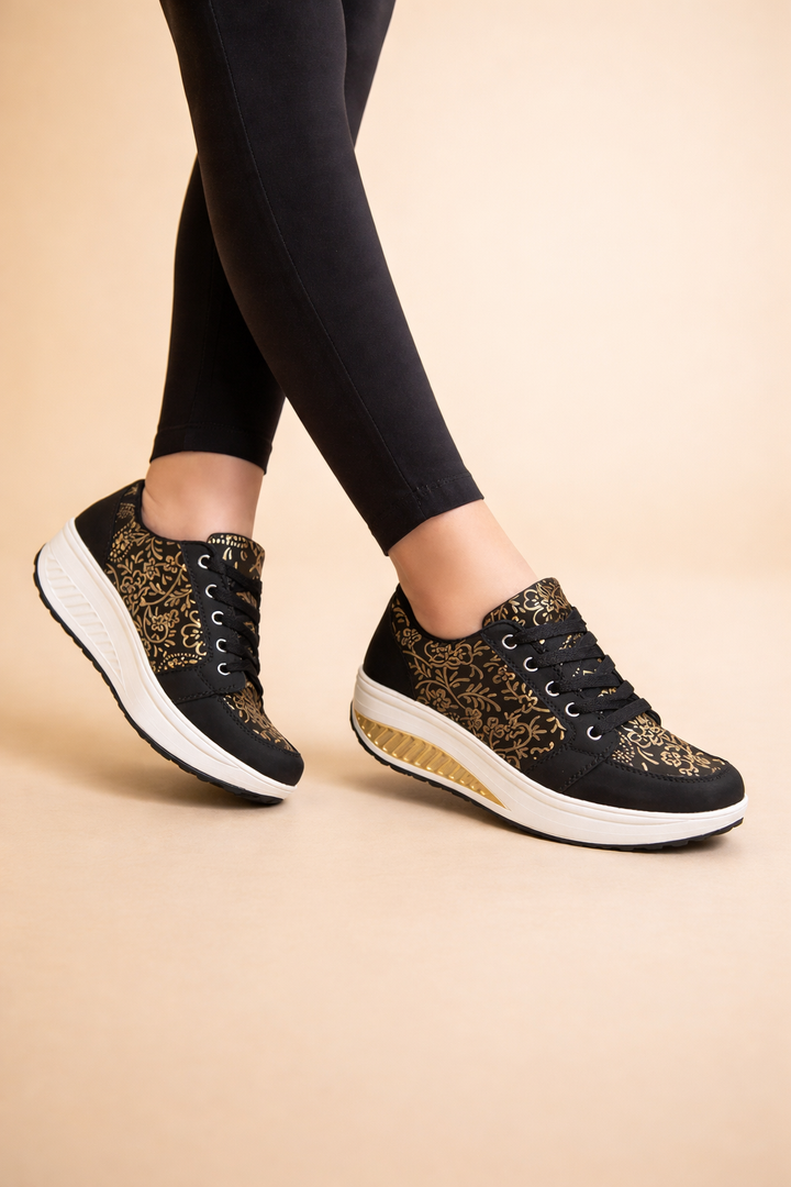 Helena | Women’s Floral Lace-Up Platform Sneakers with All-Day Comfort