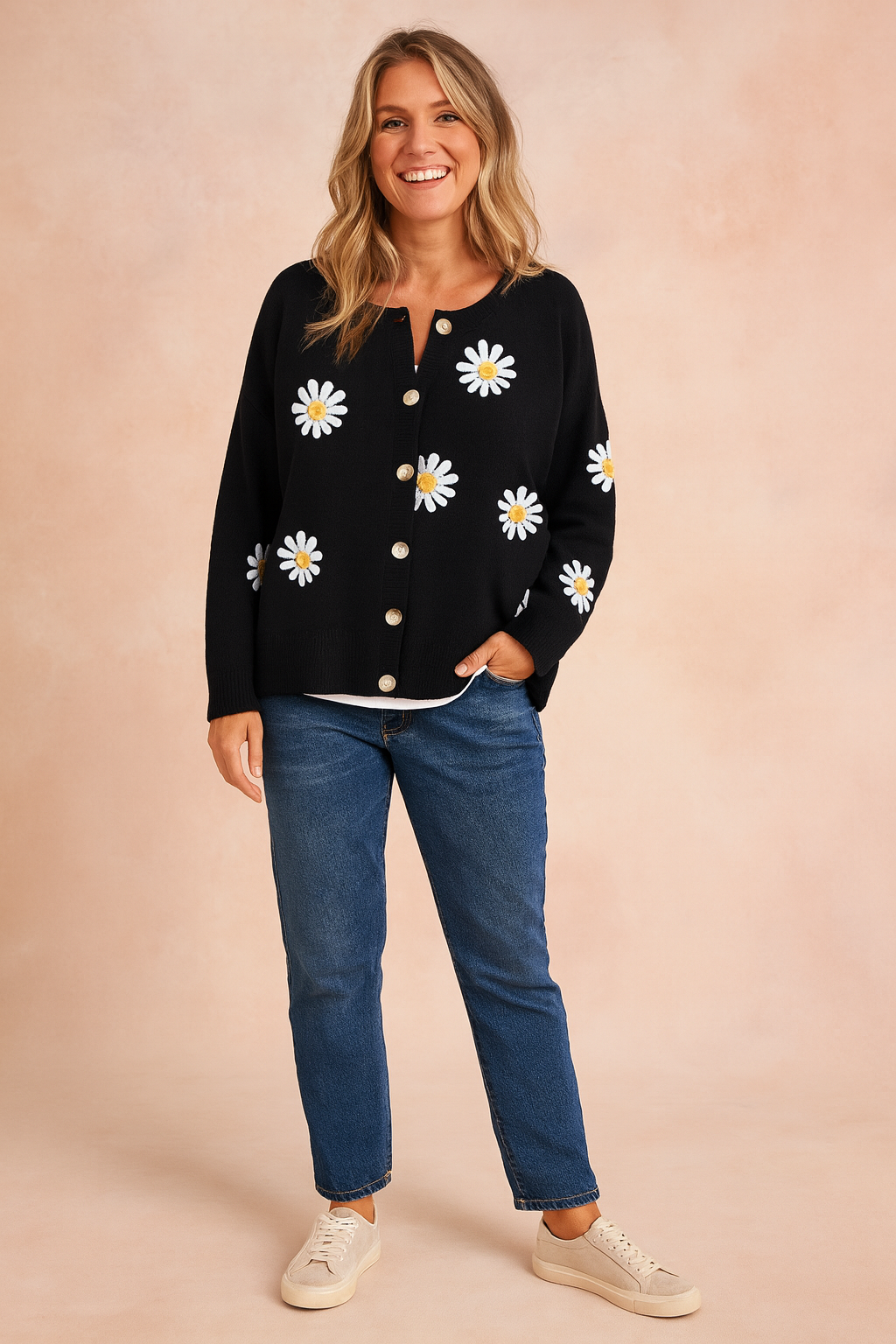 Zofia | Floral pattern cardigan with buttons
