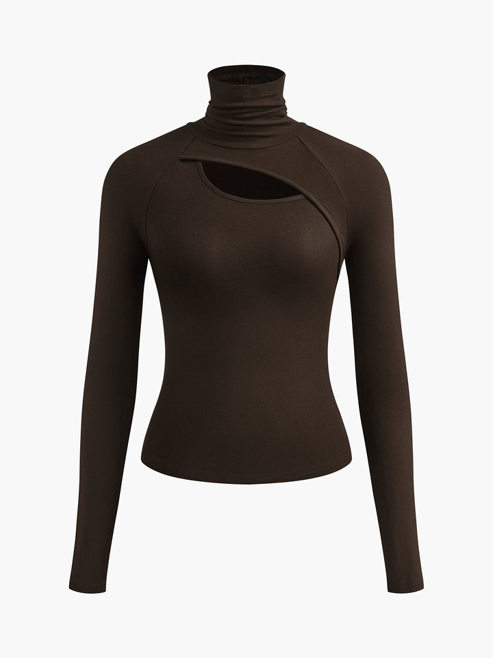 Ravena | Women's Turtleneck Cutout Top Long Sleeve Fitted Going Out Top